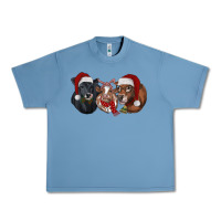 Pebble Blue Christmas Cows Urban Heavy Tee - RanaPortraitStore