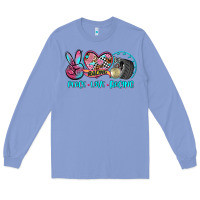 Colony Blue peace love racing Long Sleeve Tee - AdoDesignShop