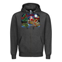 Charcoal Heather heaux heaux heaux christmas louisiana swamp Zipper Hoodie - FaDigitalArtStudio