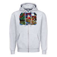 Heather Grey heaux heaux heaux christmas louisiana swamp Zipper Hoodie - FaDigitalArtStudio
