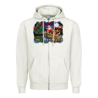 Oatmeal Heather heaux heaux heaux christmas louisiana swamp Zipper Hoodie - FaDigitalArtStudio