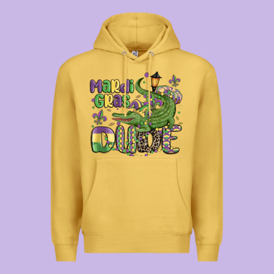 Mardi Gras Dude Alligator Premium Hoodie Designed By Maliassmallbusiness