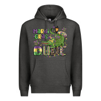 Charcoal Heather mardi gras dude alligator Premium Hoodie - MaliasSmallBusiness