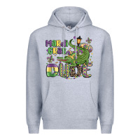 Heather Grey mardi gras dude alligator Premium Hoodie - MaliasSmallBusiness