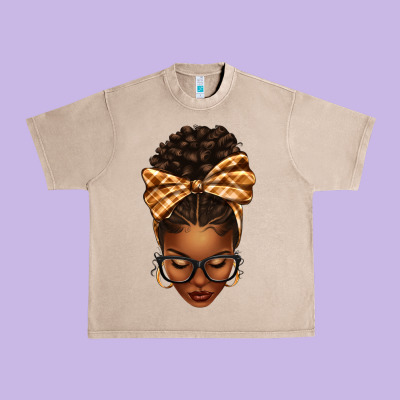 Urban Heavy Tee plaid bandana afro woman
