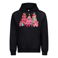 Black Pink Christmas trees Urban Hoodie - NancyCooperArtShop