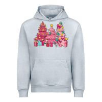Heather Grey Pink Christmas trees Urban Hoodie - NancyCooperArtShop