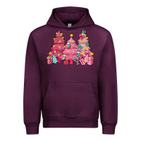 Mauve Wine Pink Christmas trees Urban Hoodie - NancyCooperArtShop