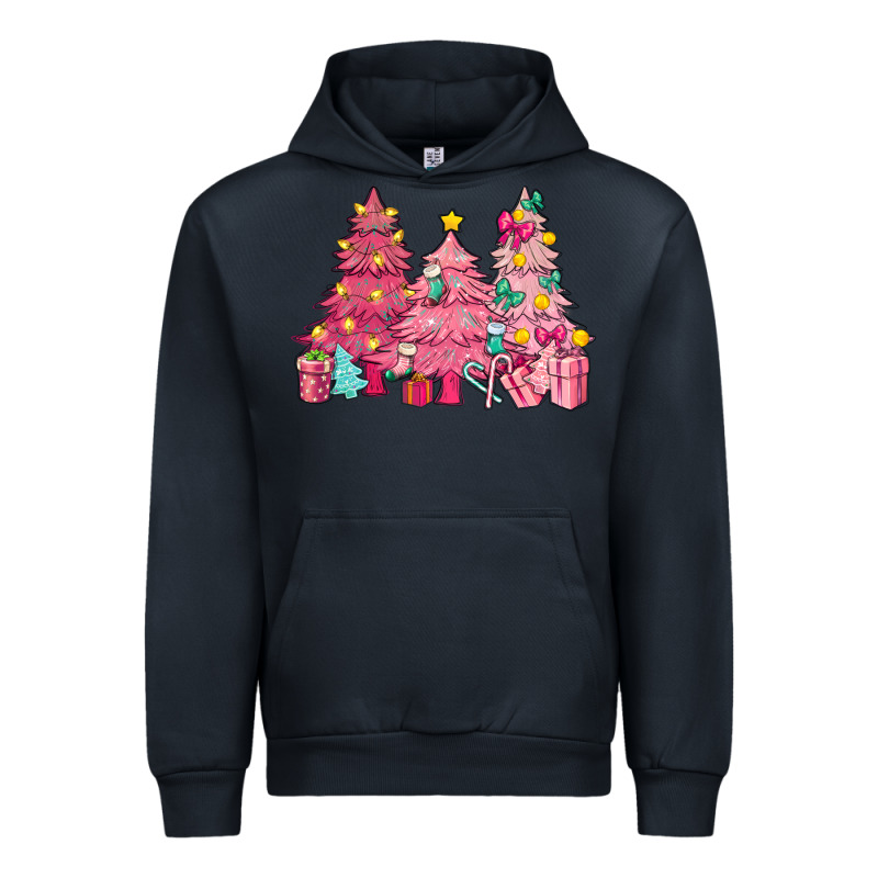 Pink Christmas Trees Urban Hoodie by NancyCooperArtShop | Teevron