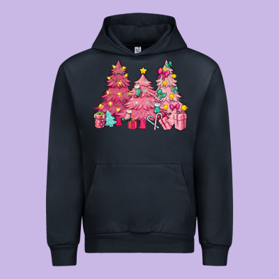 Pink Christmas Trees Urban Hoodie Designed By Nancycooperartshop