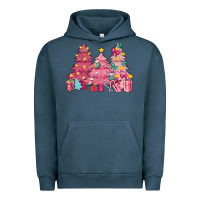 Pigment Midnight Navy Pink Christmas trees Urban Hoodie - NancyCooperArtShop