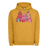 Pigment Peanut Butter Pink Christmas trees Urban Hoodie - NancyCooperArtShop