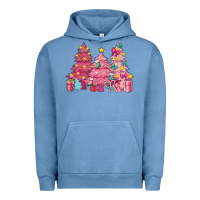 Pigment Pebble Blue Pink Christmas trees Urban Hoodie - NancyCooperArtShop