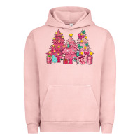 Pigment Salmon Pink Christmas trees Urban Hoodie - NancyCooperArtShop