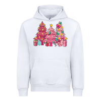 White Pink Christmas trees Urban Hoodie - NancyCooperArtShop