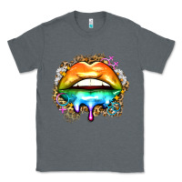 Charcoal Heather rainbow lips Classic Tee - Zillion Design Studio