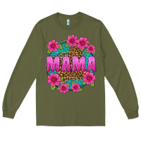 Army Green mama leopard background Long Sleeve Tee - texasbilliewilder