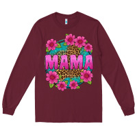 Burgundy mama leopard background Long Sleeve Tee - texasbilliewilder