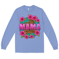 Colony Blue mama leopard background Long Sleeve Tee - texasbilliewilder