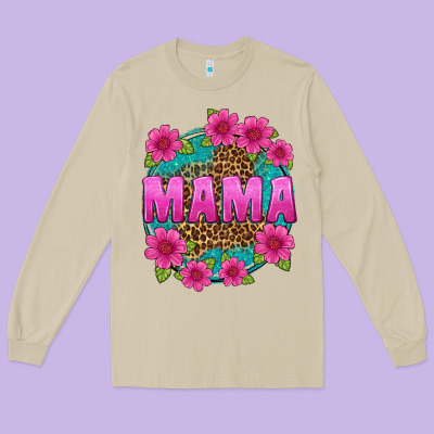 Mama Leopard Background Long Sleeve Tee Designed By Texasbilliewilder