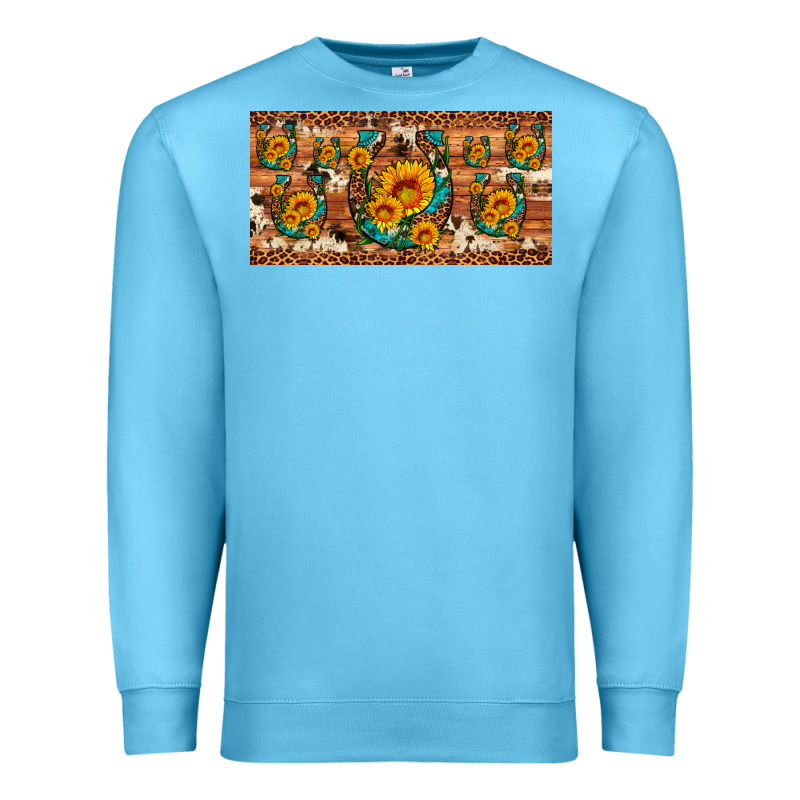 Sunflower Gemstone Leopard Cowhide Horseshoe License Plate Premium Sweatshirt by Artiststas | Teevron