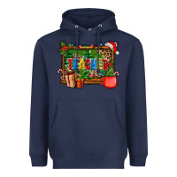 Navy christmas teacher and coffe cup with board Heavyweight Hoodie - AdoDesignShop