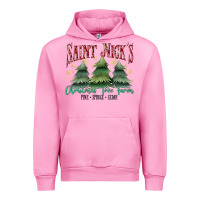 Fuchsia Pink Saint Nick's Christmas Tree Farm Urban Hoodie - MaliasSmallBusiness