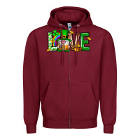 Burgundy Love st. patricks day Zipper Hoodie - Neo Western