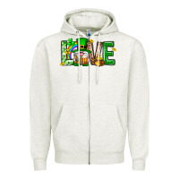 Oatmeal Heather Love st. patricks day Zipper Hoodie - Neo Western