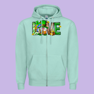 Love St. Patricks Day Zipper Hoodie Designed By Neo Western