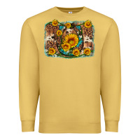 Antique Gold sunflower gemstone leopard cowhide horseshoe background Premium Sweatshirt - Artiststas