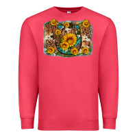 Cardinal sunflower gemstone leopard cowhide horseshoe background Premium Sweatshirt - Artiststas