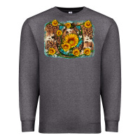Charcoal Heather sunflower gemstone leopard cowhide horseshoe background Premium Sweatshirt - Artiststas