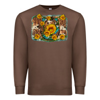 Chestnut sunflower gemstone leopard cowhide horseshoe background Premium Sweatshirt - Artiststas