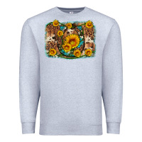 Heather Grey sunflower gemstone leopard cowhide horseshoe background Premium Sweatshirt - Artiststas