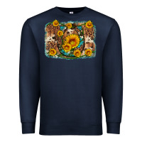 Navy sunflower gemstone leopard cowhide horseshoe background Premium Sweatshirt - Artiststas