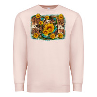 Pale Pink sunflower gemstone leopard cowhide horseshoe background Premium Sweatshirt - Artiststas