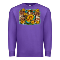 Purple sunflower gemstone leopard cowhide horseshoe background Premium Sweatshirt - Artiststas