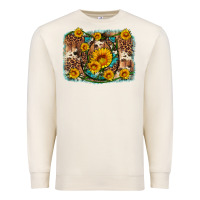 Sandshell sunflower gemstone leopard cowhide horseshoe background Premium Sweatshirt - Artiststas