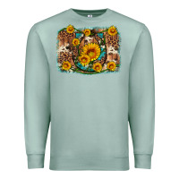 Seafoam sunflower gemstone leopard cowhide horseshoe background Premium Sweatshirt - Artiststas