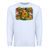 White sunflower gemstone leopard cowhide horseshoe background Premium Sweatshirt - Artiststas