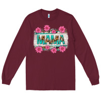 Burgundy mama leopard with turquoise background Long Sleeve Tee - texasbilliewilder