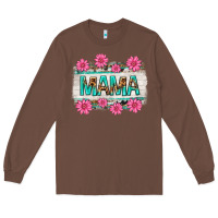 Chestnut mama leopard with turquoise background Long Sleeve Tee - texasbilliewilder