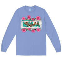 Colony Blue mama leopard with turquoise background Long Sleeve Tee - texasbilliewilder