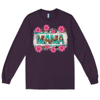 Plum mama leopard with turquoise background Long Sleeve Tee - texasbilliewilder