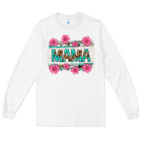 White mama leopard with turquoise background Long Sleeve Tee - texasbilliewilder