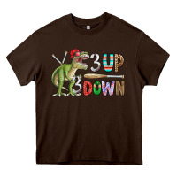 Chocolate Brown 3 up 3 down rex Heavy Core Tee - CowhideDigitalArt