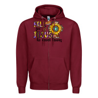 Burgundy fall for jesus he never leaves Zipper Hoodie - CowhideDigitalArt