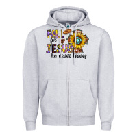 Heather Grey fall for jesus he never leaves Zipper Hoodie - CowhideDigitalArt