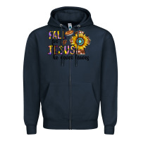 Navy fall for jesus he never leaves Zipper Hoodie - CowhideDigitalArt